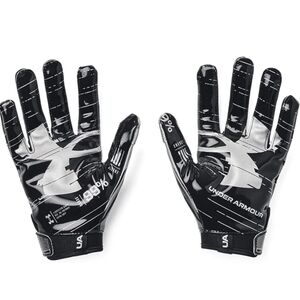 Under Armour UA F8 Black and White Youth Football Gloves Medium
